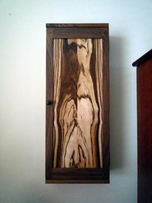 Zebra/Walnut Wood Wall Cabinet